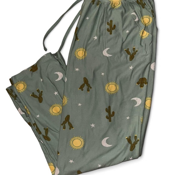 Sonoma Turquoise Pajama Pants with Sun and Cactus Print - Picture 2 of 6